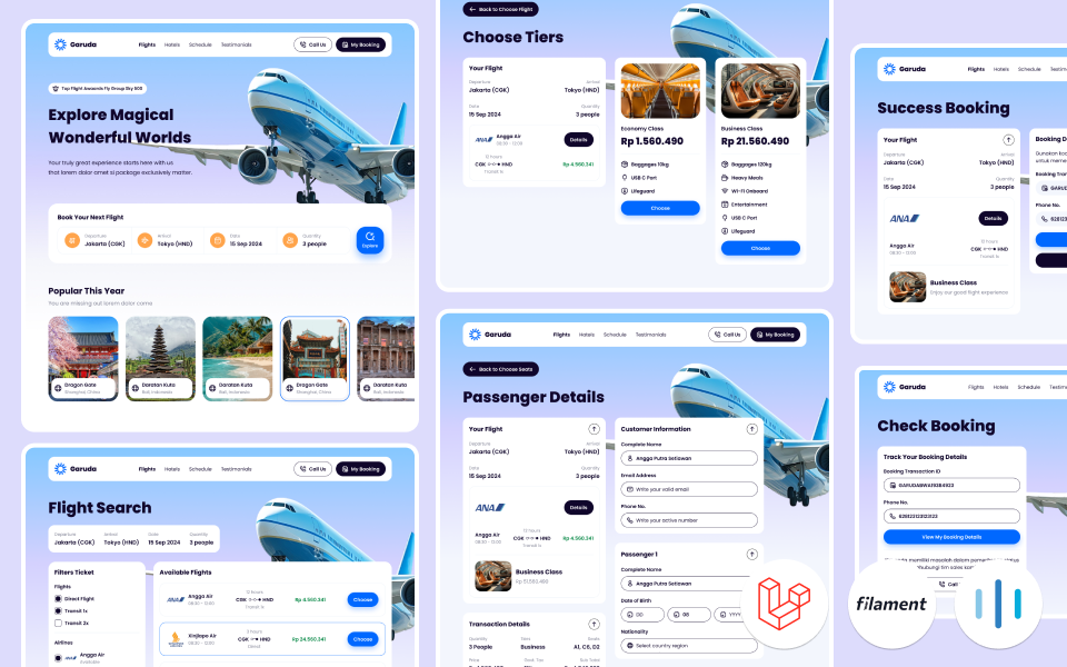 Kelas Build Web Booking Flight Tickets - Laravel 11, Filament di BuildWithAngga